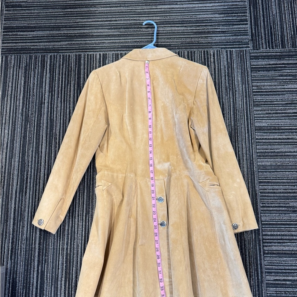 Scully Womens Tan Suede Leather Western Coat Arrow Applique Crest Button Size 12 - Picture 12 of 15